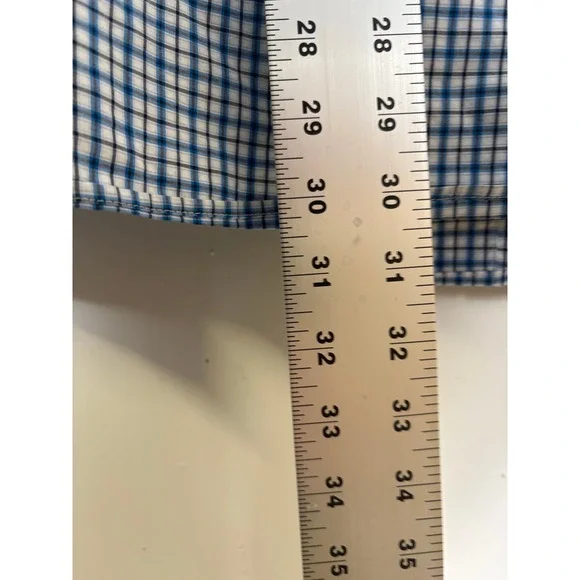 Banana Republic Mens XL Slim Flex Fit Tech Stretch Cotton Blue Check Shirt - Picture 7 of 9
